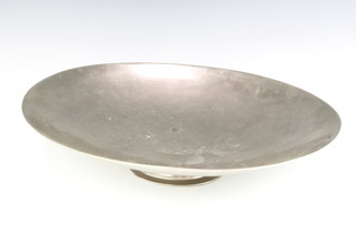 An oval Continental white metal dish with weighted base 48cm 