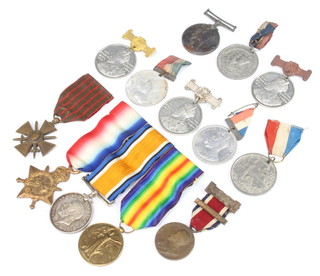 A World War One trio of medals to K-1359 SGT.E.Tidy.R.FUS, together with  a French Croix de Guerre and minor school attendance medals 