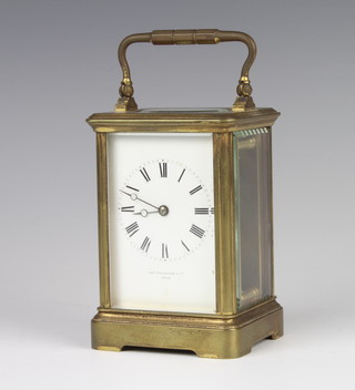 Charles Frodsham and Company, a French carriage timepiece with enamelled dial and Roman numerals marked Charles Robson and Company 19363, the back plate marked Charles Frodsham and Company 19363 Paris 17117 