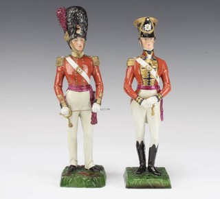 Two 20th Century Continental figures of soldiers Officer 3rd Guards 26cm and Coldstream Guards 1832 28cm 