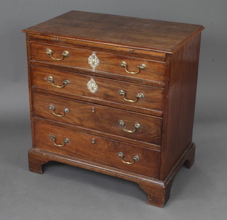 A Georgian mahogany chest fitted a brushing slide above 4 long drawers with brass swan neck drop handles, raised on bracket feet 80cm h x 79cm w x 48cm d 