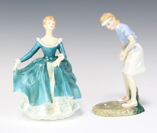 Two Royal Doulton figures - Winning Putt HN3279 20cm and Janine HN2451 20cm 