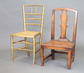 A Queen Anne style oak slat back hall chair together with a rout chair 