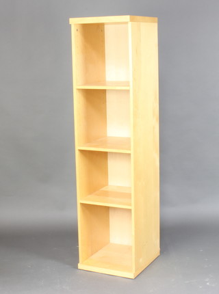 A beech open range of 4 shelves 149cm h x 37cm w x 40cm d 