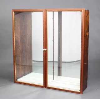 A mahogany wall mounted display cabinet 108cm h x 106cm w x 25cm d