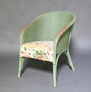 A green painted Lloyd Loom chair