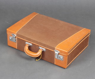 A vintage style fabric and leather finished attache case 13cm x 45cm x 32cm 
