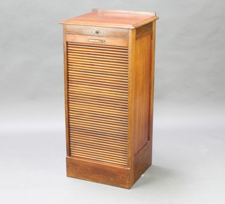 An Edwardian mahogany filing cabinet fitted 5 shallow trays enclosed by a tambour shutter 103cm h x 49cm w x 41cm d 