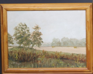 Potter 1971, oil on board, rural landscape 29cm x 39cm