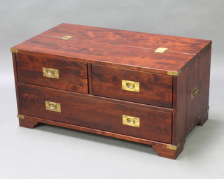 A mahogany military style mule chest with hinged lid 50cm h x 111cm w x 57cm d (purchased from Laura Ashley) 