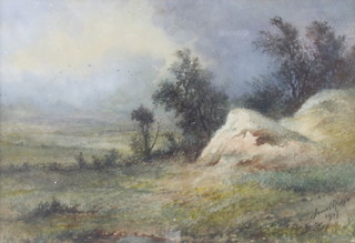 James Rolfe, 1904, watercolour signed and dated, rural country scene 10cm x 16cm 