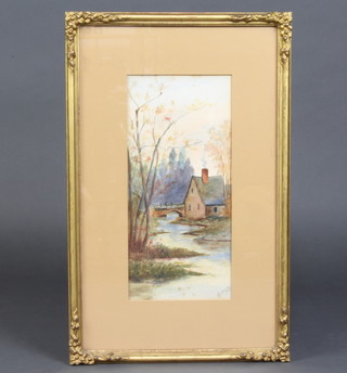 S Seaifs, 1905, watercolour, signed and dated, "Riverscape"  40cm h x 18cm w