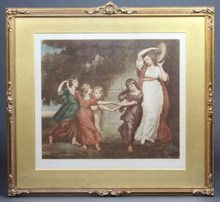 T Hamilton Crawford, a coloured print, signed in pencil after George Romney "The Leveson-Gower Children" 52cm x 58cm 