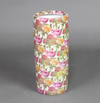 A circular floral pattern pottery stick stand 