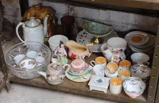 A Cottage ware biscuit barrel, minor decorative china and glassware