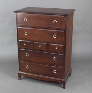 A Stag mahogany chest of 3 short and 2 long drawers, raised on square tapered supports 112cm h x 82cm w x 47cm d 