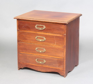 An Edwardian walnut table top sheet music chest fitted 4 drawers 47cm h x 48cm w x 38cm d