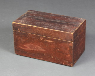 A 19th Century rectangular pine box with hinged lid 20cm h x 36cm w x 21 cm d
