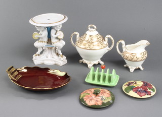 A Carlton Ware rouge royale dish and minor decorative china 