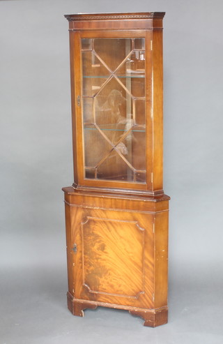 A Georgian style mahogany double corner cabinet 180cm h x 65cm w x 46cm d