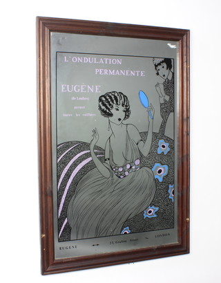 A reproduction advertising mirror "L'Ondulation Permanente Eugene" 97cm x 65cm 