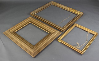 A Victorian gilt picture frame and 2 other gilt frames 78cm x 92cm , 72cm x 84cm and 58cm x 49 cm