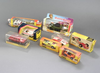 A Dinky Rolls Royce Silver Shadow no.15 boxed, Dinky no.225 Lotus F1 racing car, Corgi no.397 Cam-Porsche, Matchbox K-111 battleking rocket launcher, Corgi 461 Whiz Wheels police vehicle, two Corgi Whiz Wheels vehicles no.166 and 395,  a Dinky Detomas Mustang, all boxed 