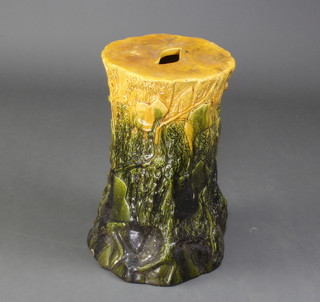 An Edwardian ceramic rustic jardiniere stand decorated with flowers 48cm  (some chips and cracks) 