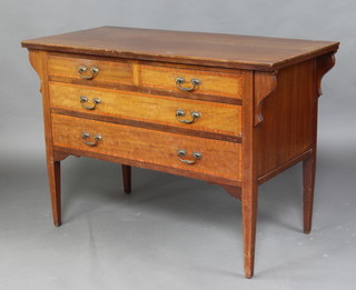 An Edwardian inlaid and crossbanded mahogany chest of 2 short and 2 long drawers raised on  square tapered supports 74cm h x  107cm x 50cm d