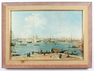 After Canaletto a coloured print "Venice" 43cm x 65cm in a limed oak frame 