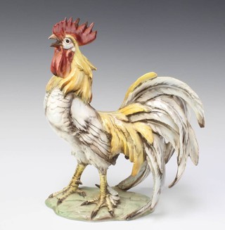 A 20th Century Continental porcelain figure of a cockerell 28cm (some chips) 