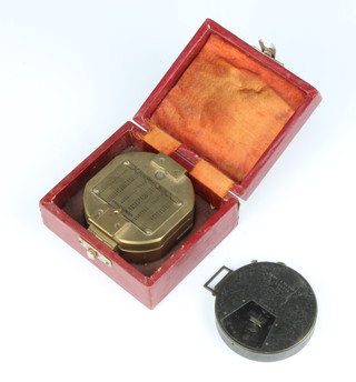 A Short and Mason pocket inclinometer/sextant marked Short and Mason Ltd London 1910, no.5685 together with a reproduction brass compass with carrying case 