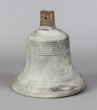Mears and Co (Whitechapel) a Victorian bronze bell marked Mears and Co Founders London 1865, the top marked 16N 46cm h x 41cm diam. complete with iron clanger 