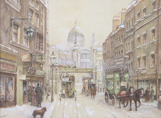 R G Herbert, watercolour signed, an Edwardian view of London with St Paul's Cathedral 24cm x 32cm 