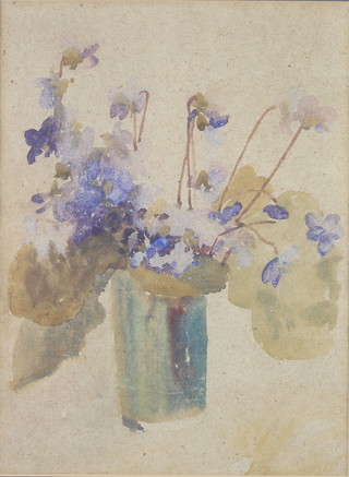 20th Century watercolour, unsigned, still life study of flowers in a glass vase 30cm x 23cm 