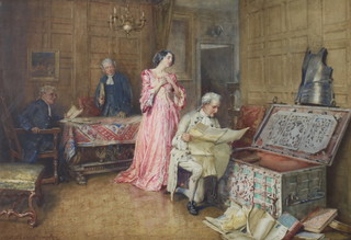 James Shaw Crompton, (1853-1916), watercolour signed, "The Title Deed" 36cm x 52cm 