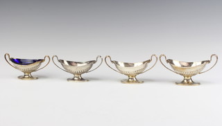 A set of 4 Victorian silver Adam style table salts London 1882, 260 grams, 12cm 