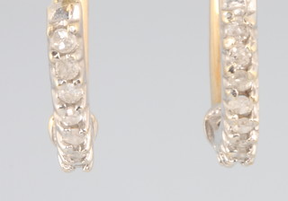 A pair of 9ct yellow gold diamond set hoop earrings 17mm 