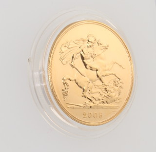 A 2006 22ct yellow gold five pound uncirculated coin with certificate and box 