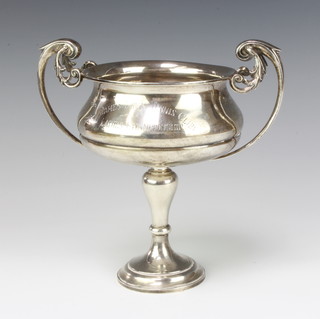 A Victorian 2 handled presentation trophy with later lawn tennis inscription London 1867, 20cm, 454 grams
