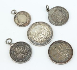 Five silver sports medallions 89 grams
