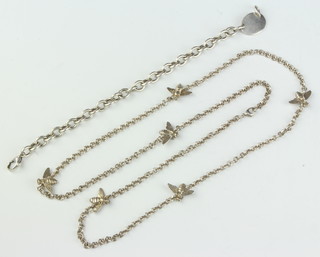 A silver bead necklace and a ditto bracelet, 67 grams