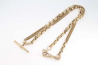 A 9ct yellow gold fancy link Albert with T bar and clasp 37.6 grams 