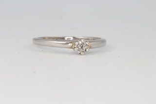 A 9ct white gold single stone diamond ring, size N, 2.2 grams