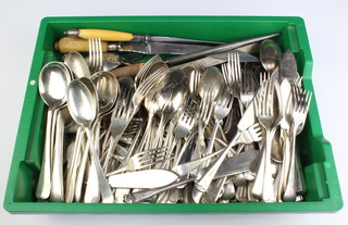A large quantity of matched plated cutlery 