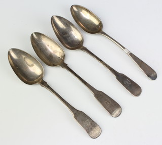 A George III silver table spoon Edinburgh 1784, 3 others, 269 grams 
