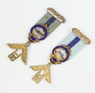 Two silver gilt and enamelled Past Master jewels - Kingston Upon Thames Lodge no.4568