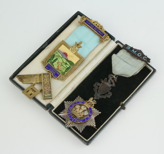 A silver gilt and enamel Past Masters jewel Riddlesdown Lodge No. 6107, a silver gilt and enamel Royal Masonic Institute for Girls charity jewel 1927 and 1 other silver jewel