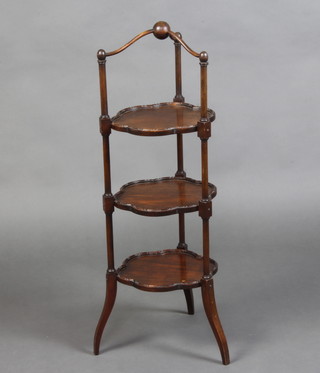 An Edwardian mahogany Chippendale style 3 tier cake stand 87cm h x 26cm w. 