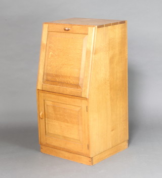 An Art Deco light oak record cabinet enclosed by a panelled door 96cm h x 49cm w x 47cm d 